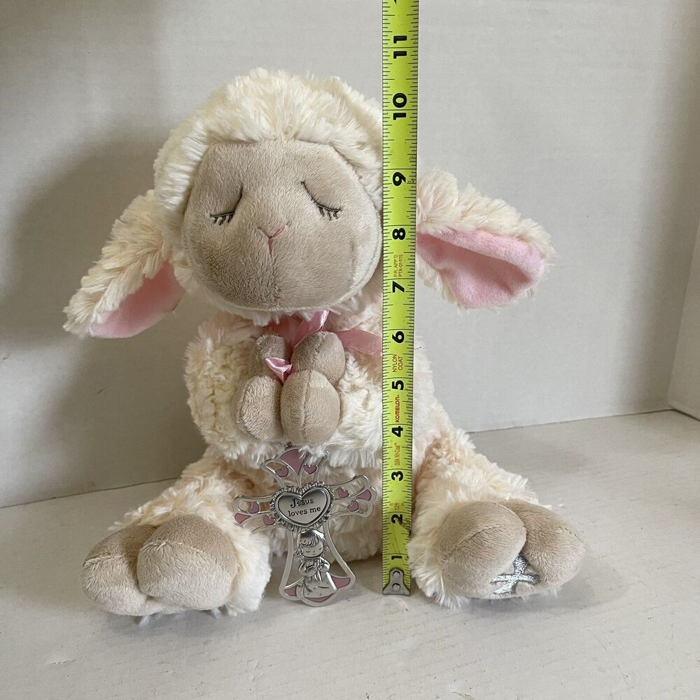 Ganz Pink Serenity Lamb Plush With Metal Cross Christening Baptism Gift Baby Toy - Picture 3 of 7